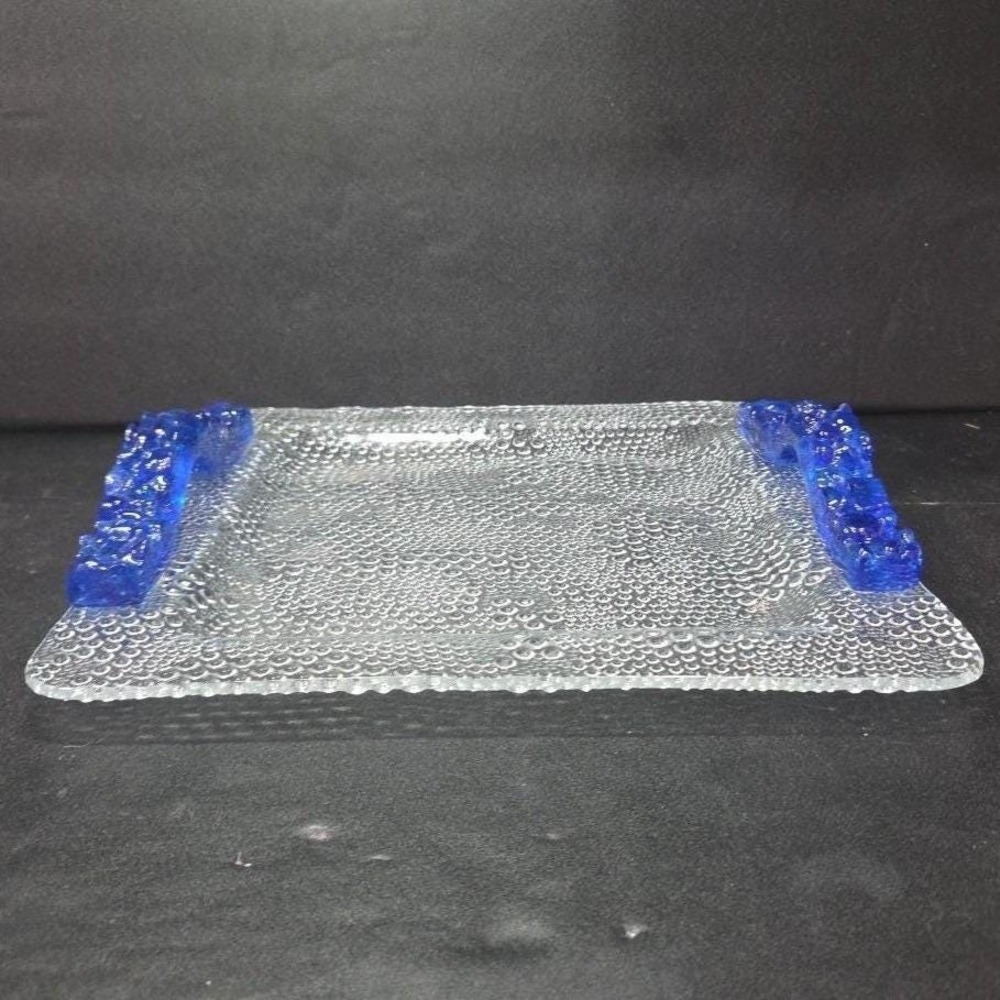 Riverside Studios‎ Handmade Tray, Cobalt Blue Handles, Textured Bubble Platter - Picture 11 of 12